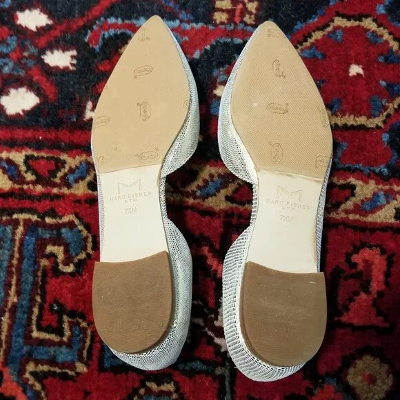 Marc Fisher LTD. Sunny 5 Slip On Leather d'Orsay Flats  Metallic Gold 7.5 M - Picture 7 of 14